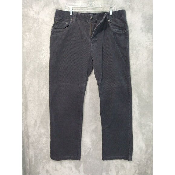 PrAna Pants Mens 38x32 Gray Saxton Corduroy Straight Leg Stretch Mid Rise - Picture 1 of 9
